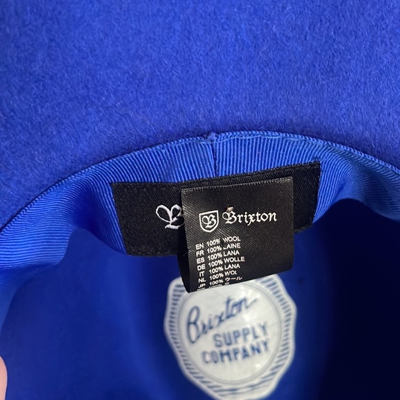 BRIXTON Royal Blue  ? % Wool Wide Brim Belt Hat with Ribbon Band main image 4